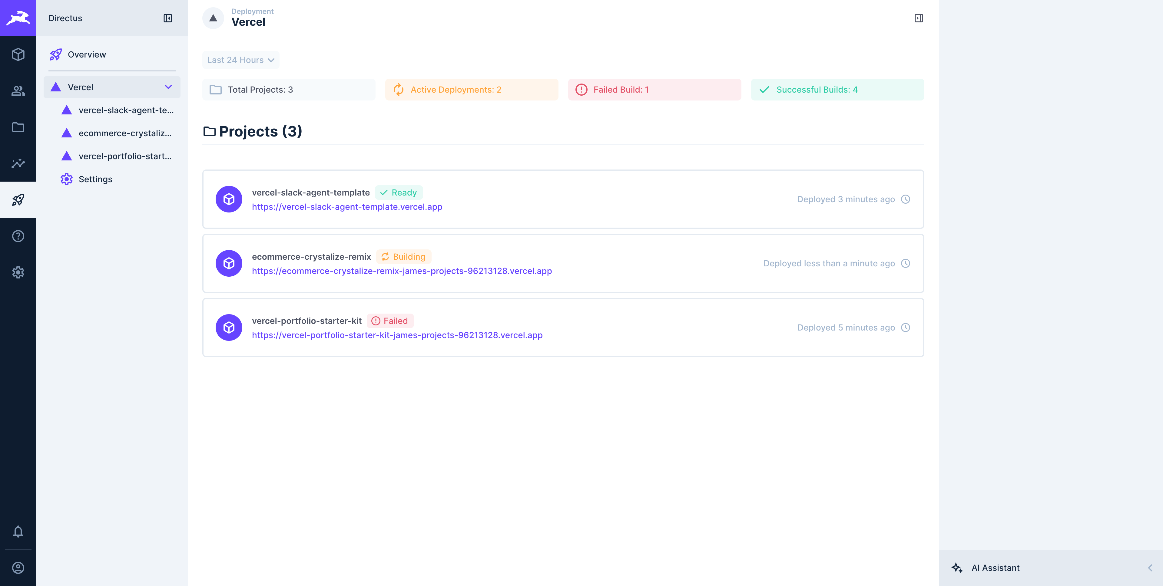 Vercel configuration projects
